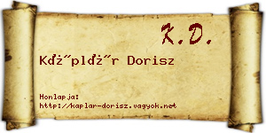 Káplár Dorisz névjegykártya